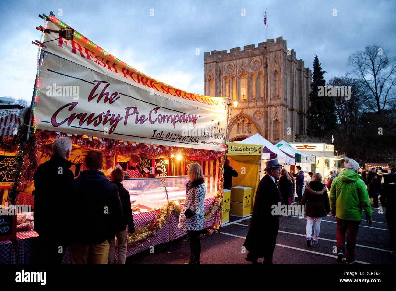 Weihnachts-Markt-Szene, Abbeygate Bury St Edmunds Suffolk England UK Stockfoto