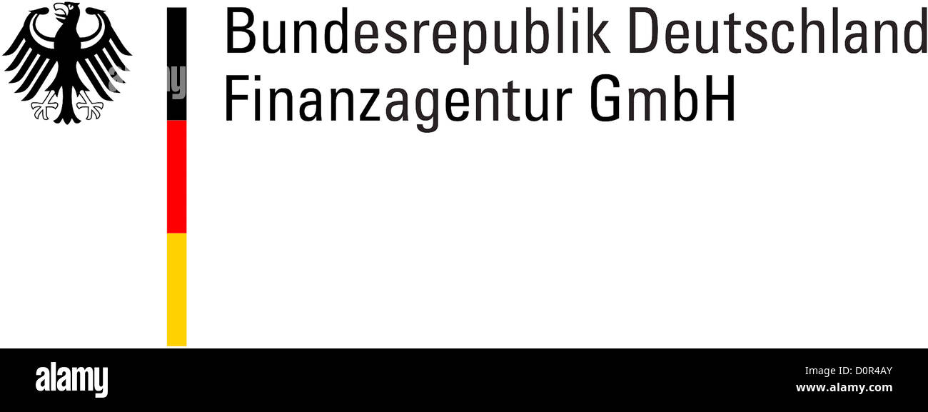 Logo der Finanzagentur der Bundesrepublik Deutschland mit Sitz in Frankfurt Am Main. Stockfoto