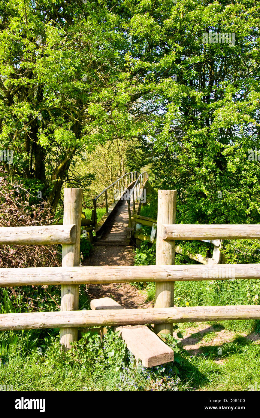 Einen Wanderweg Stil führt zu einem kleinen Steg in der Nähe von Hoby Stockfoto
