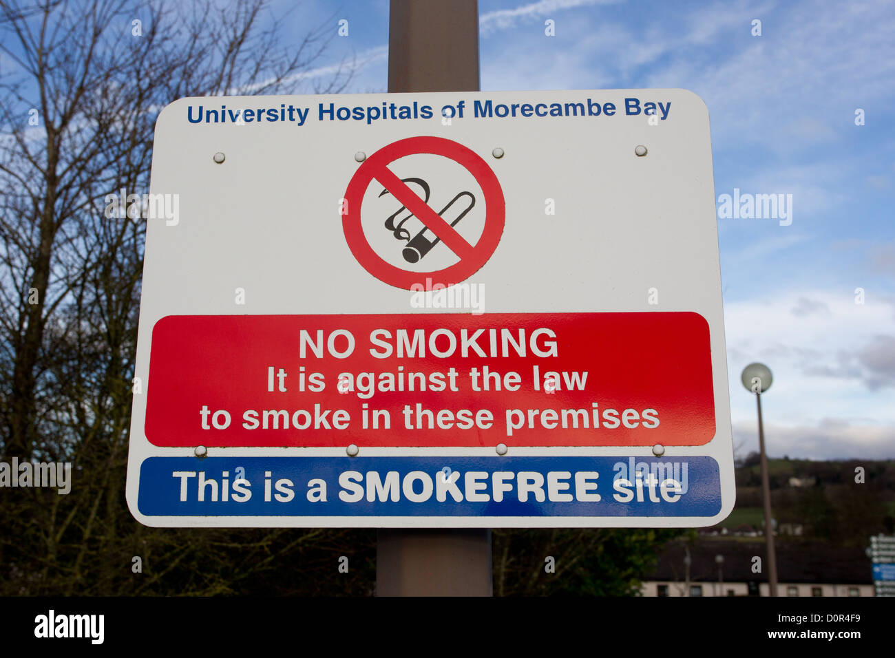 Universität Krankenhäuser der Morecambe Bay NHS Foundation Trust Westmorland General Kendal kein Rauchen Zeichen, dies ist ein Rauch free Site Stockfoto