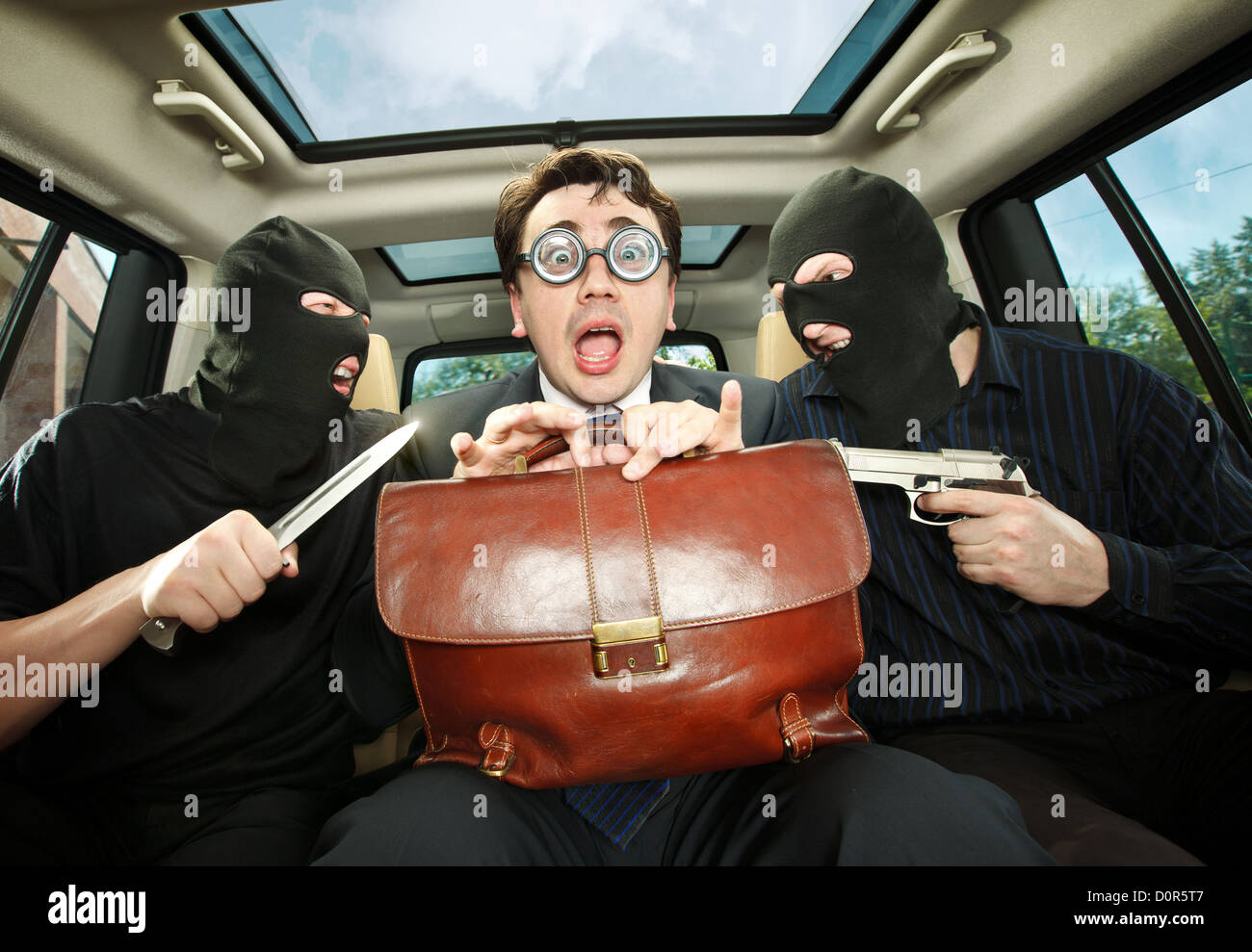 Geschäftsmann in Geiseln erfasst. Stockfoto