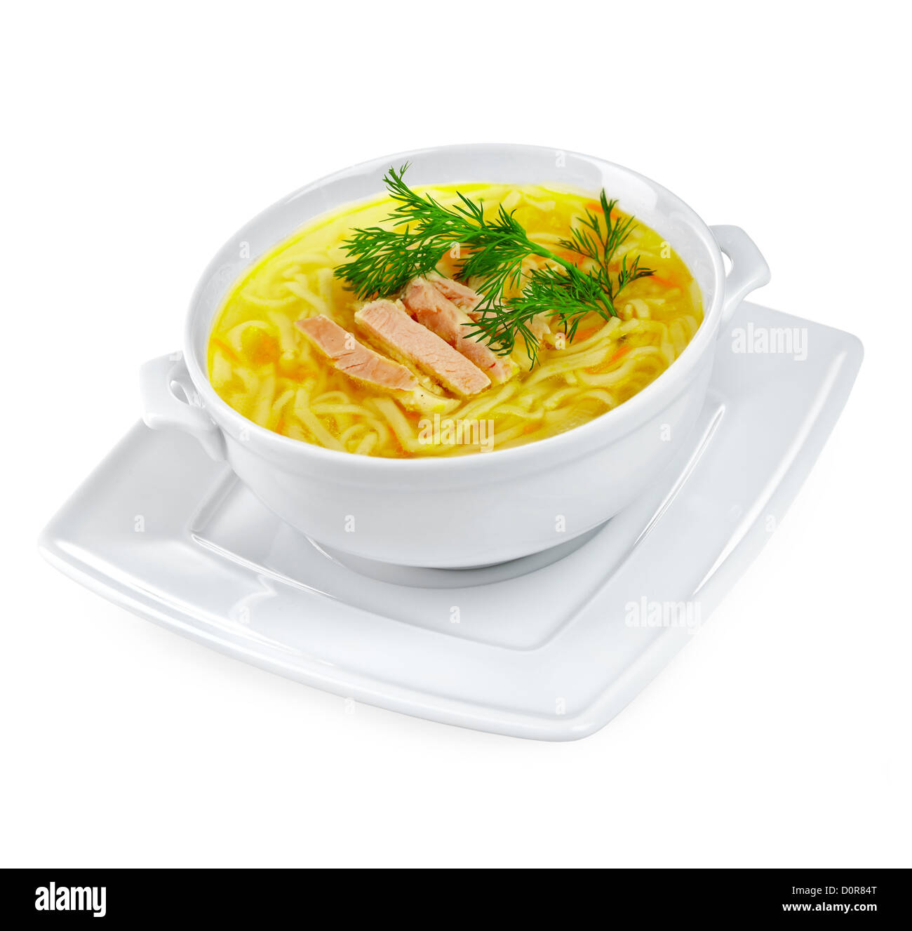 Chicken Noodle Soup isoliert Stockfoto
