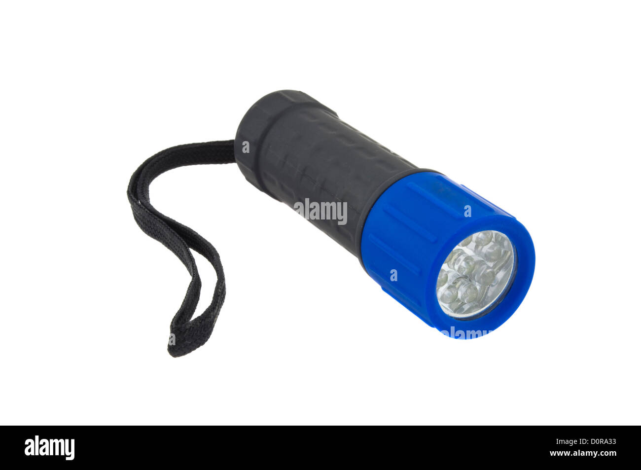LED-Taschenlampe, die isoliert auf weißem Hintergrund Stockfoto