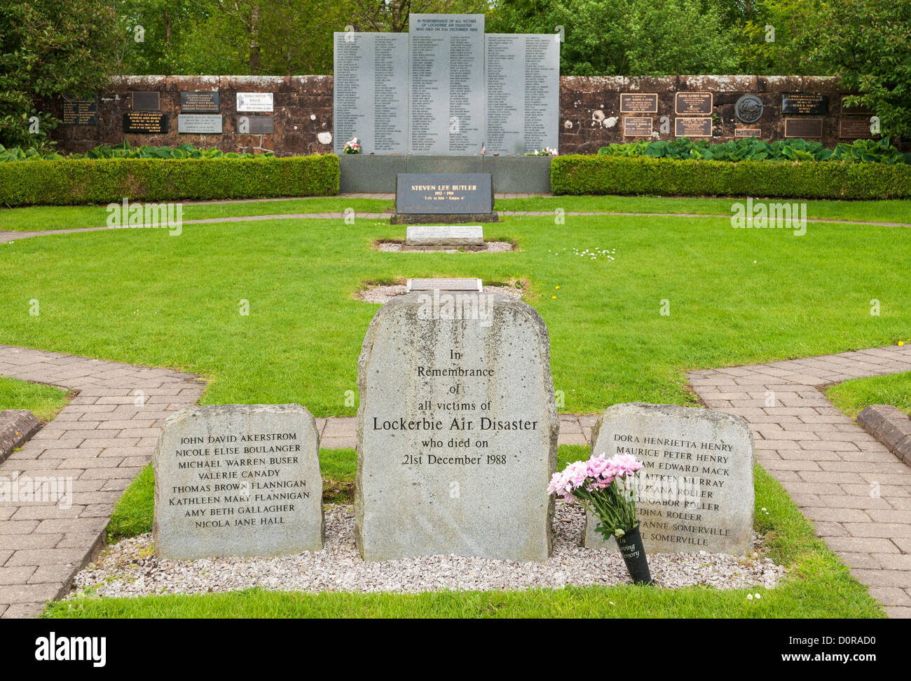 Lockerbie, Schottland Garten der Erinnerung an die Opfer von 1988 Flugzeugkatastrophe, die terroristischen Bombenanschlag von Pan Am Flug 103 Stockfoto