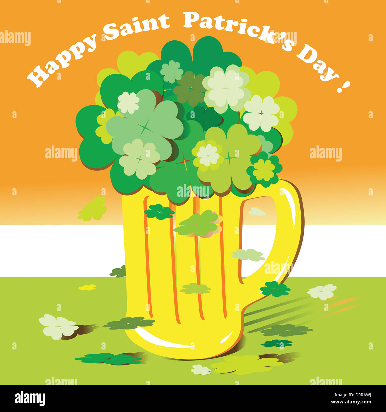 Lucky Shamrock Bouchet in ein Pint Bier Stockfoto