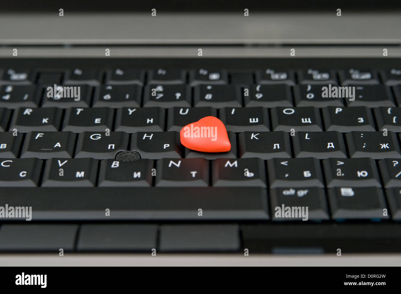 Computer-Tastatur mit Herz Stockfoto