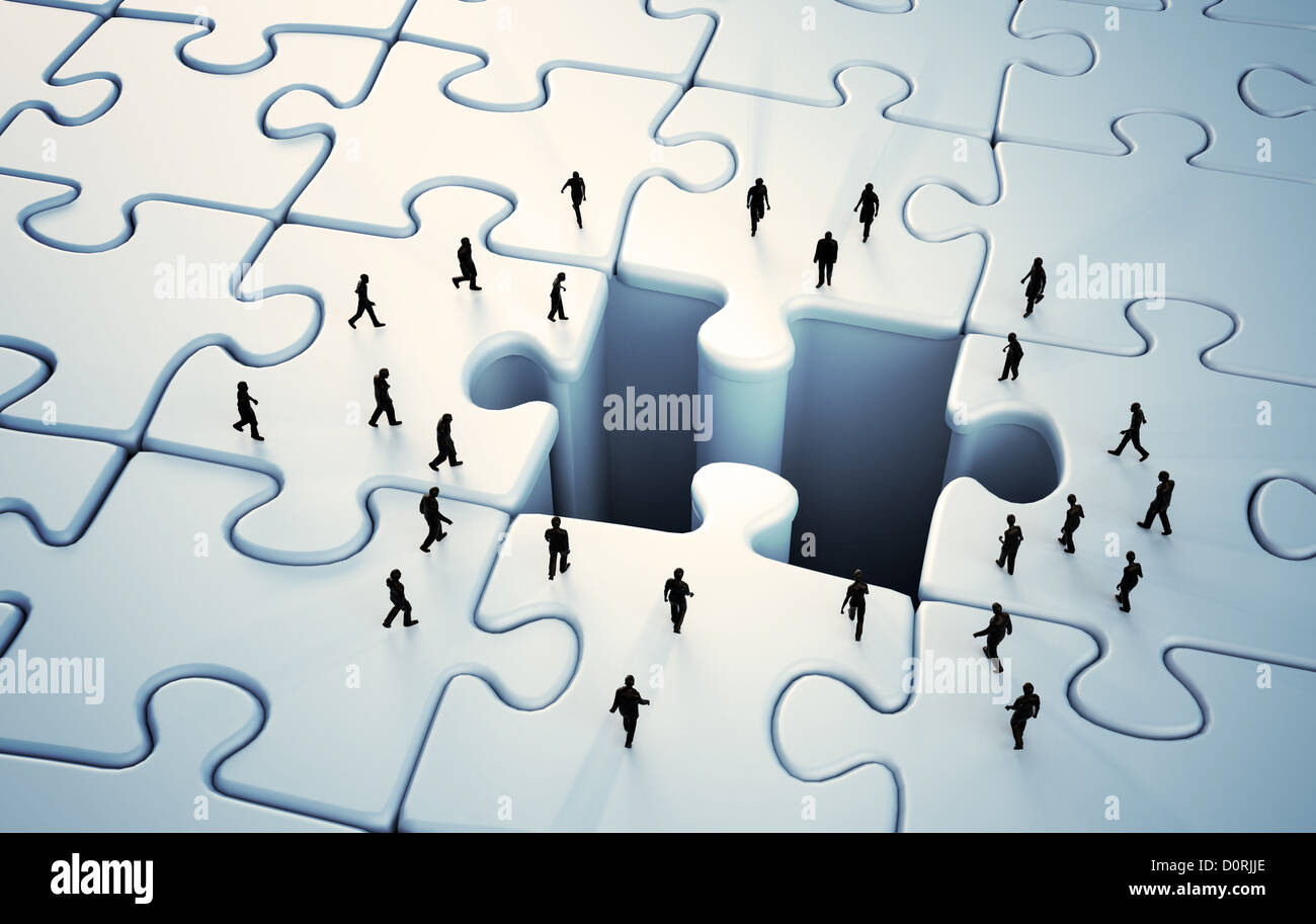 Kleine Menschen Jigsaw puzzle Stockfoto
