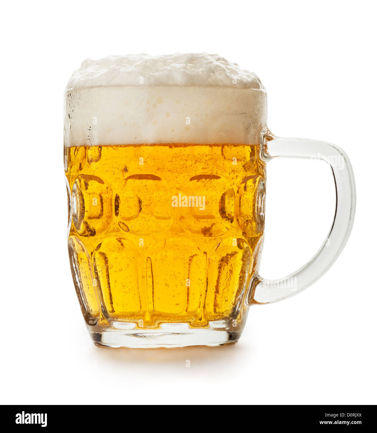 Maß Bier auf dem weißen Hintergrund isoliert Stockfoto