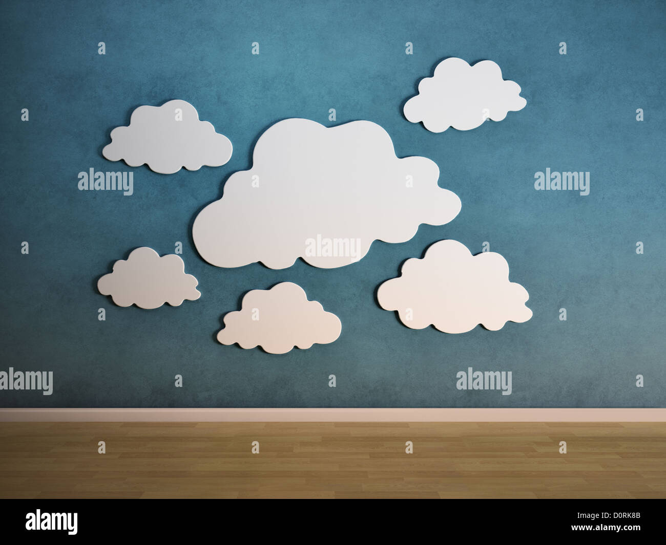 Weiße Wolken an einer Wand Stockfoto