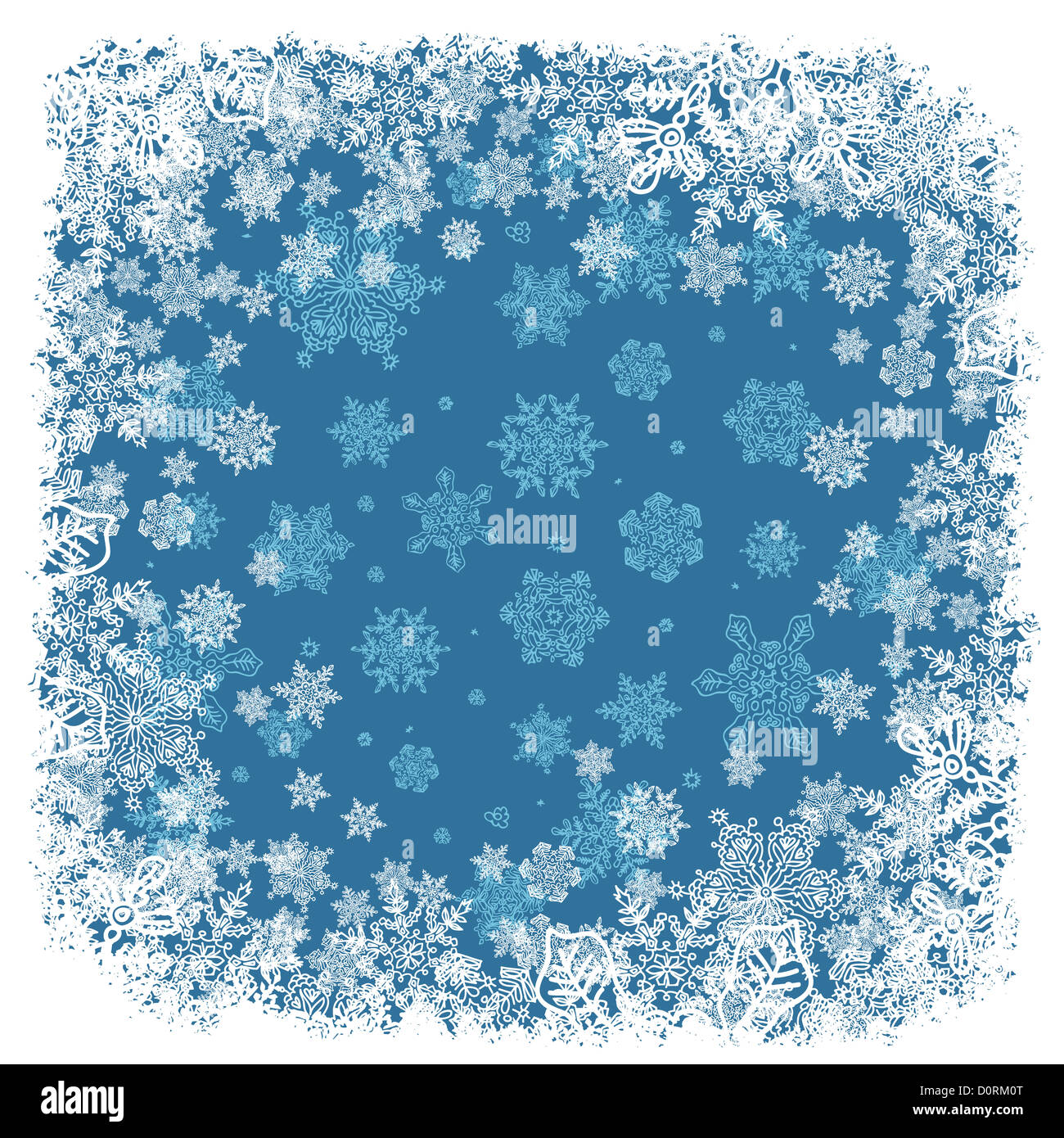 Schneeflocken-Rahmen blau Stockfoto