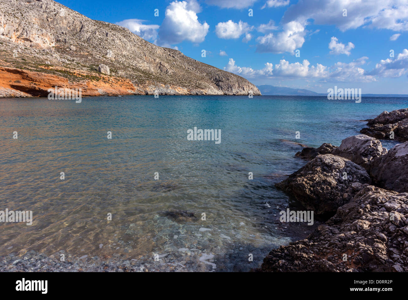 Verlassener Strand, Kalymnos, Griechenland Stockfoto
