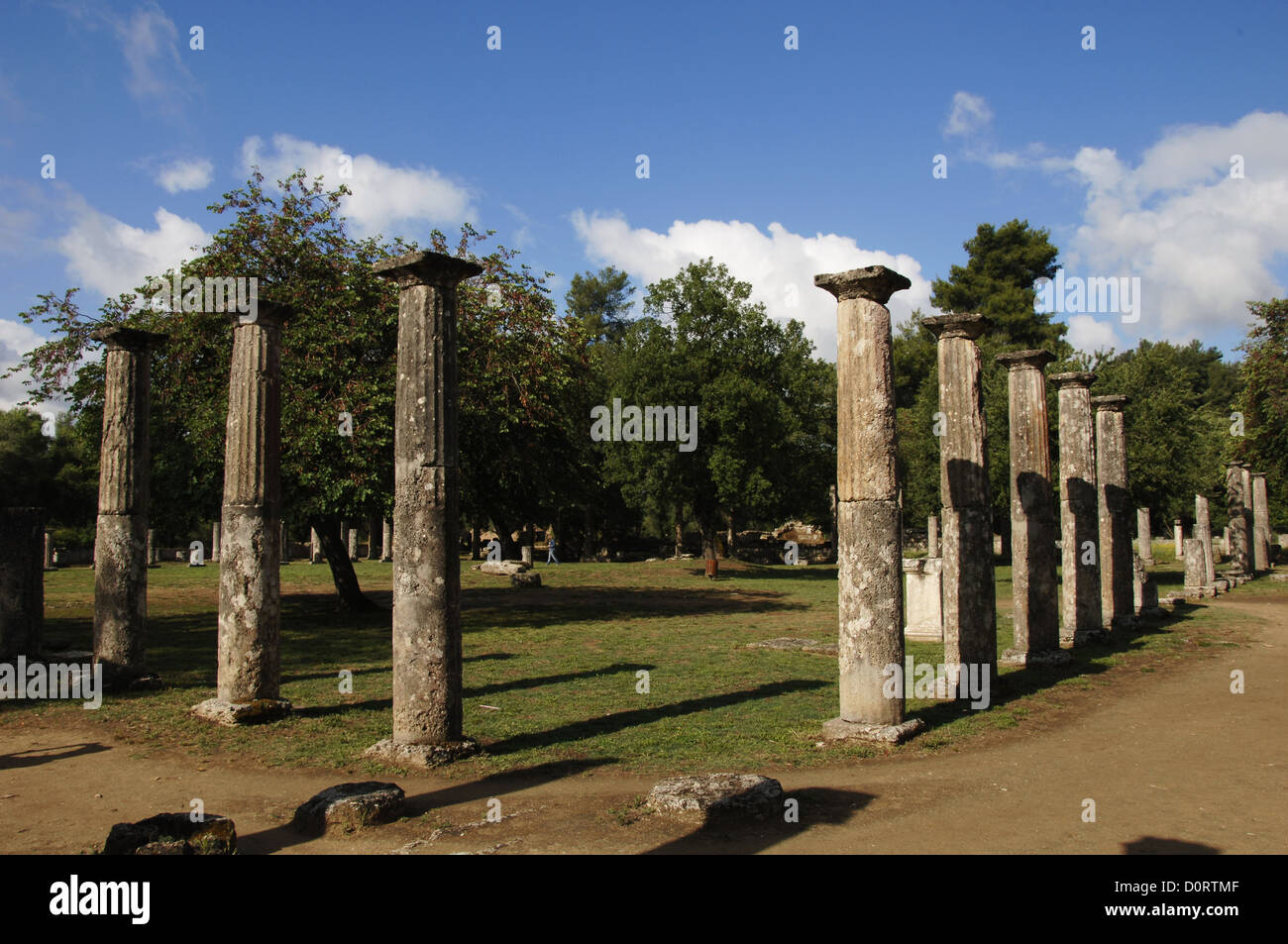 Griechenland. Peloponnes. Olympia. Heiligtum des antiken Griechenlands in Elis. Palästra (3. Jh. v. Chr.). Hellenistic Periode. Die Ruinen. Stockfoto