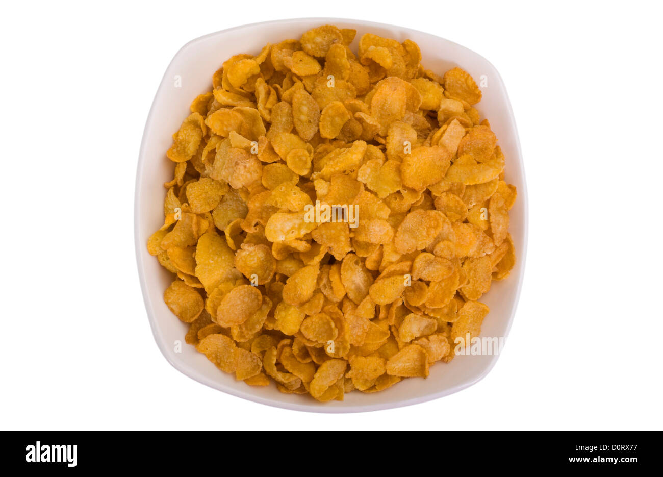 Nahaufnahme einer Schüssel Cornflakes Stockfoto
