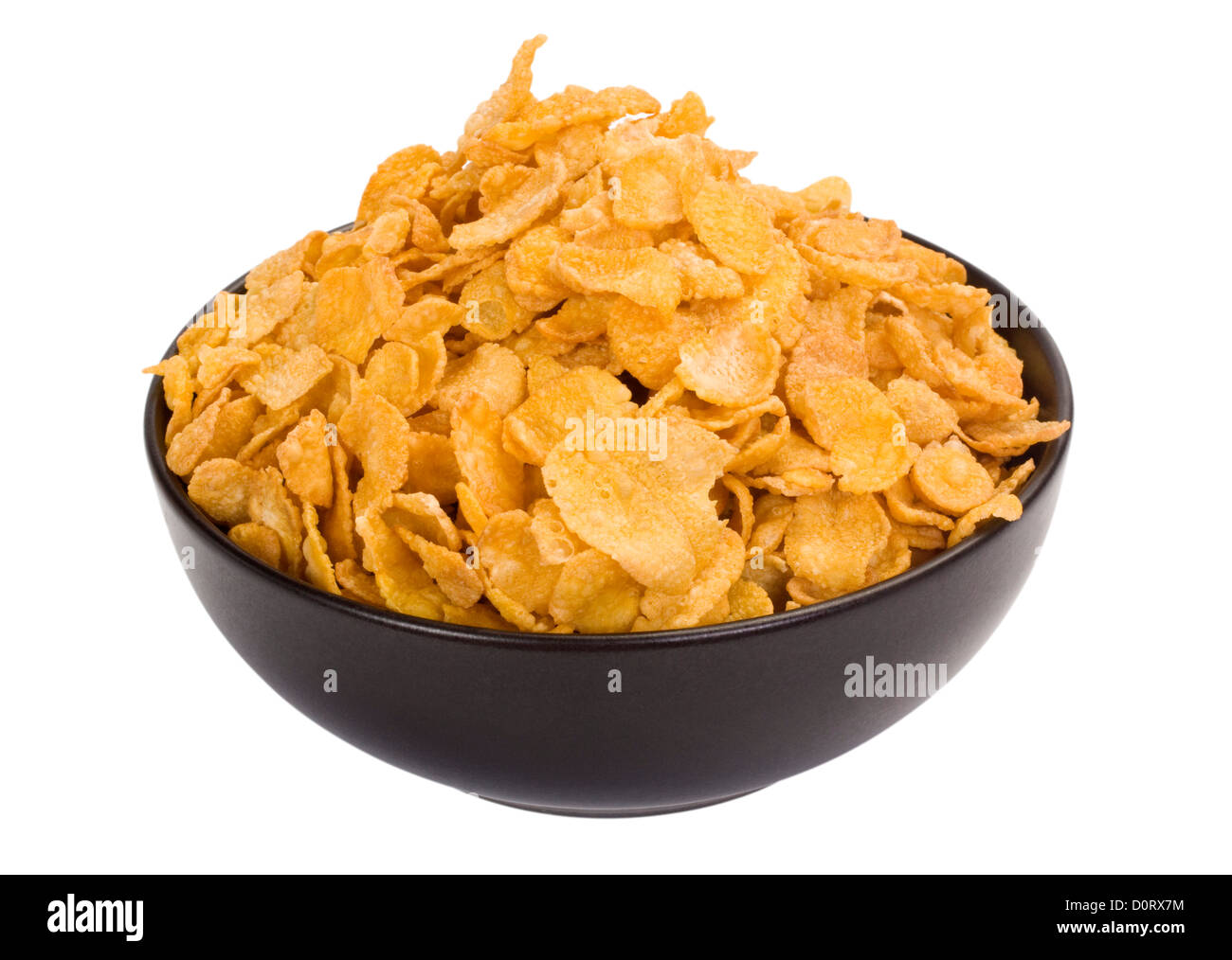 Nahaufnahme einer Schüssel Cornflakes Stockfoto