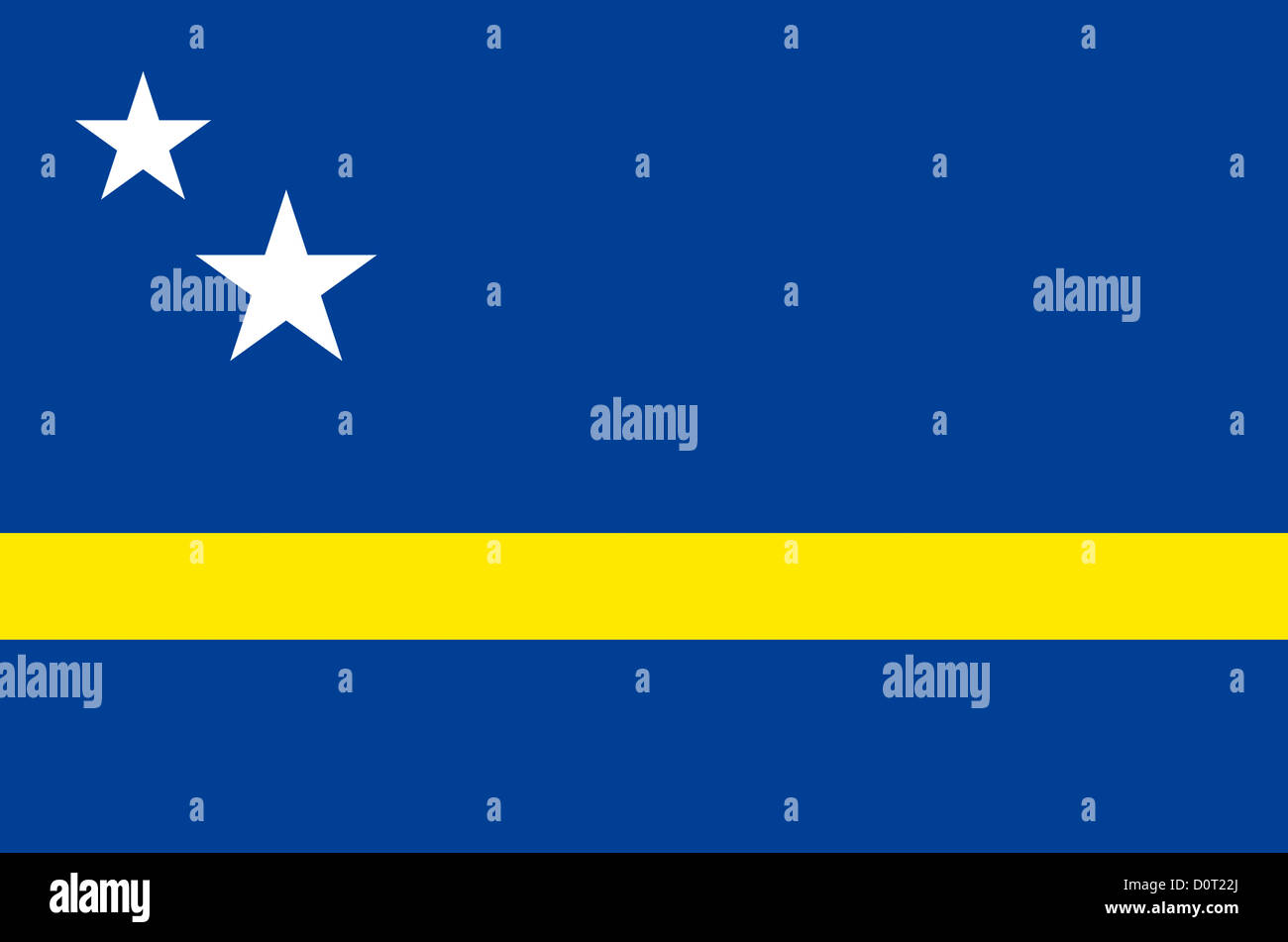 Flagge von der karibischen Insel Curacao. Stockfoto