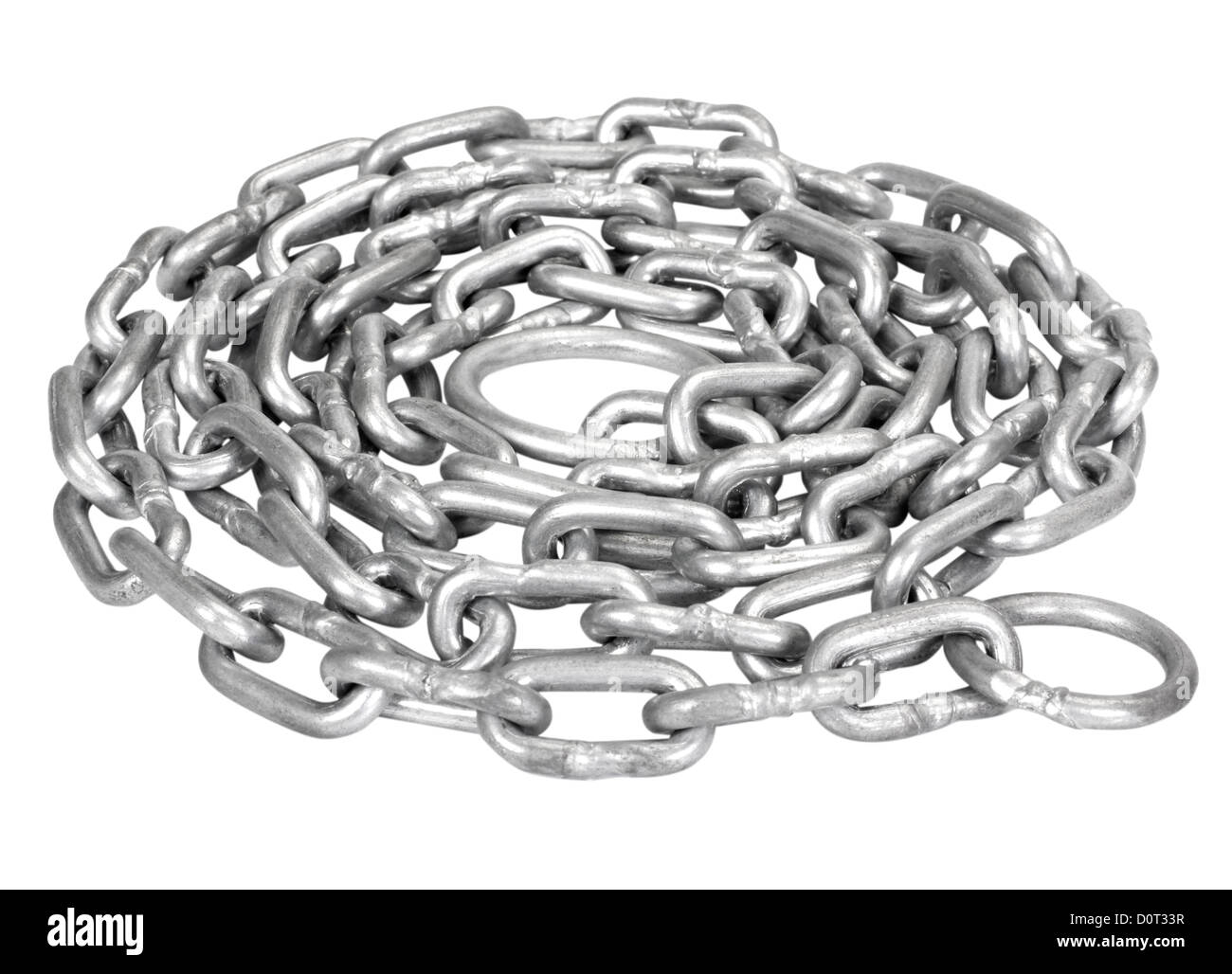 Nahaufnahme einer zusammengerollt Metallkette Stockfoto