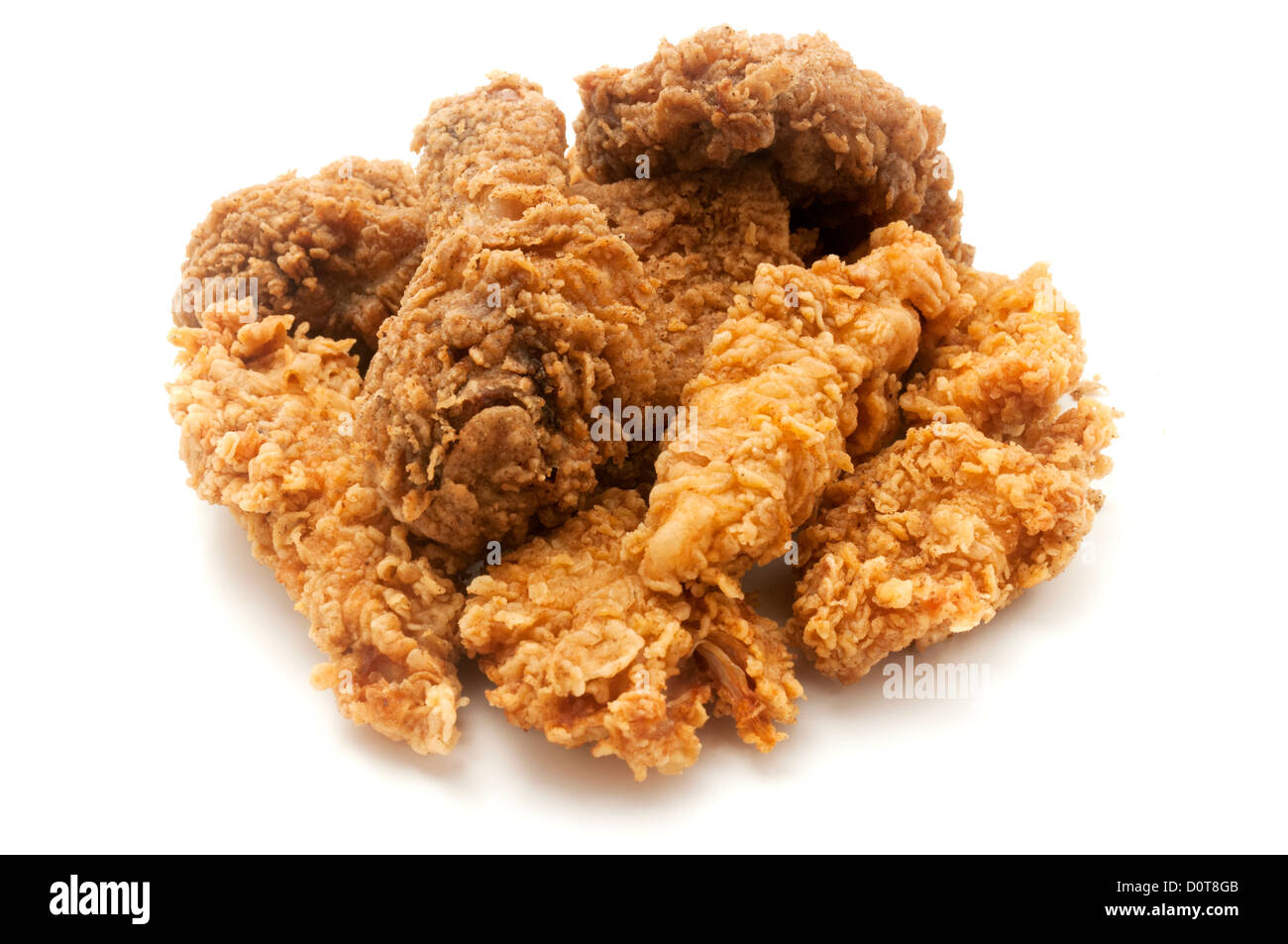Brathähnchen auf weißem Hintergrund Stockfoto
