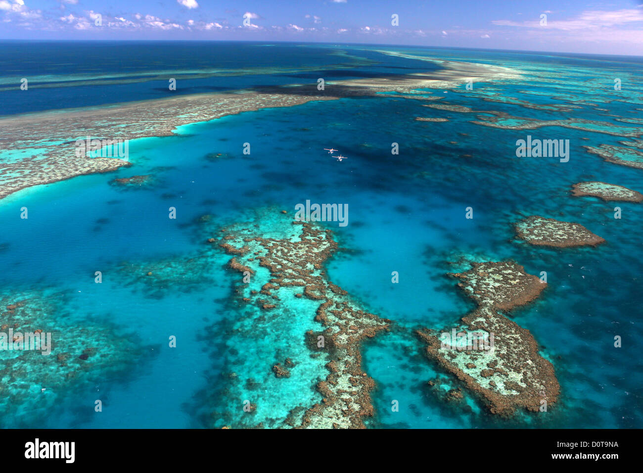 Hardy Reef Great Barrier Reef Natur Helikopter Flug Queensland Australien Whitsunday Islands Riff von oben Flug Stockfoto