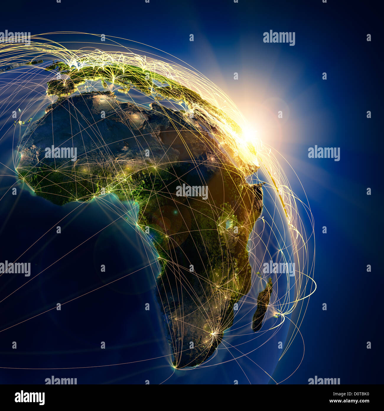 Wichtigsten Flugrouten in Afrika Stockfoto