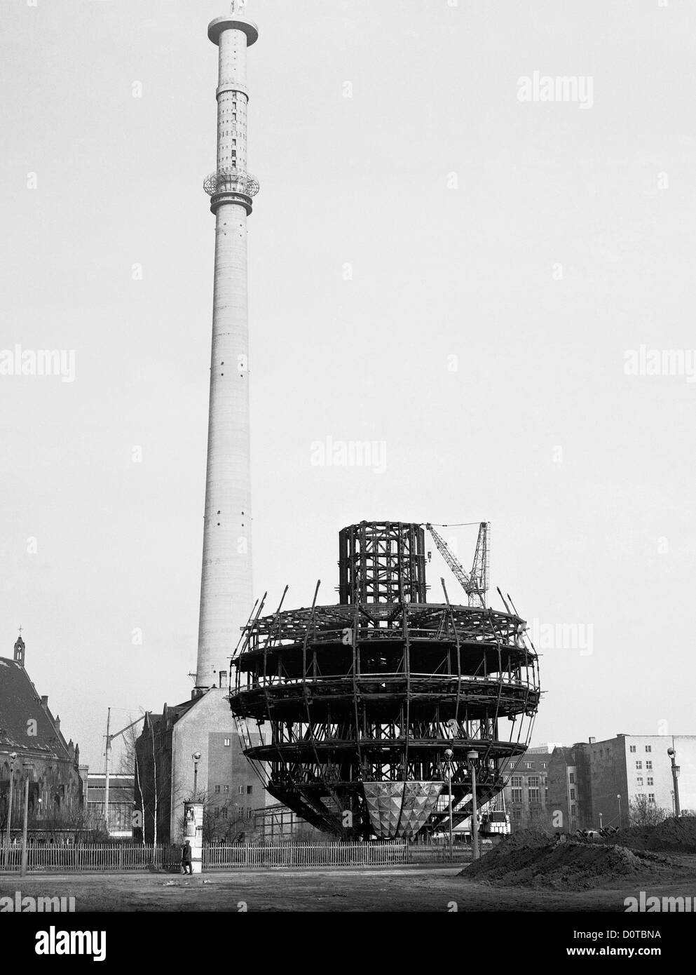 Berlin, DDR, Bau des Fernsehturms Stockfoto