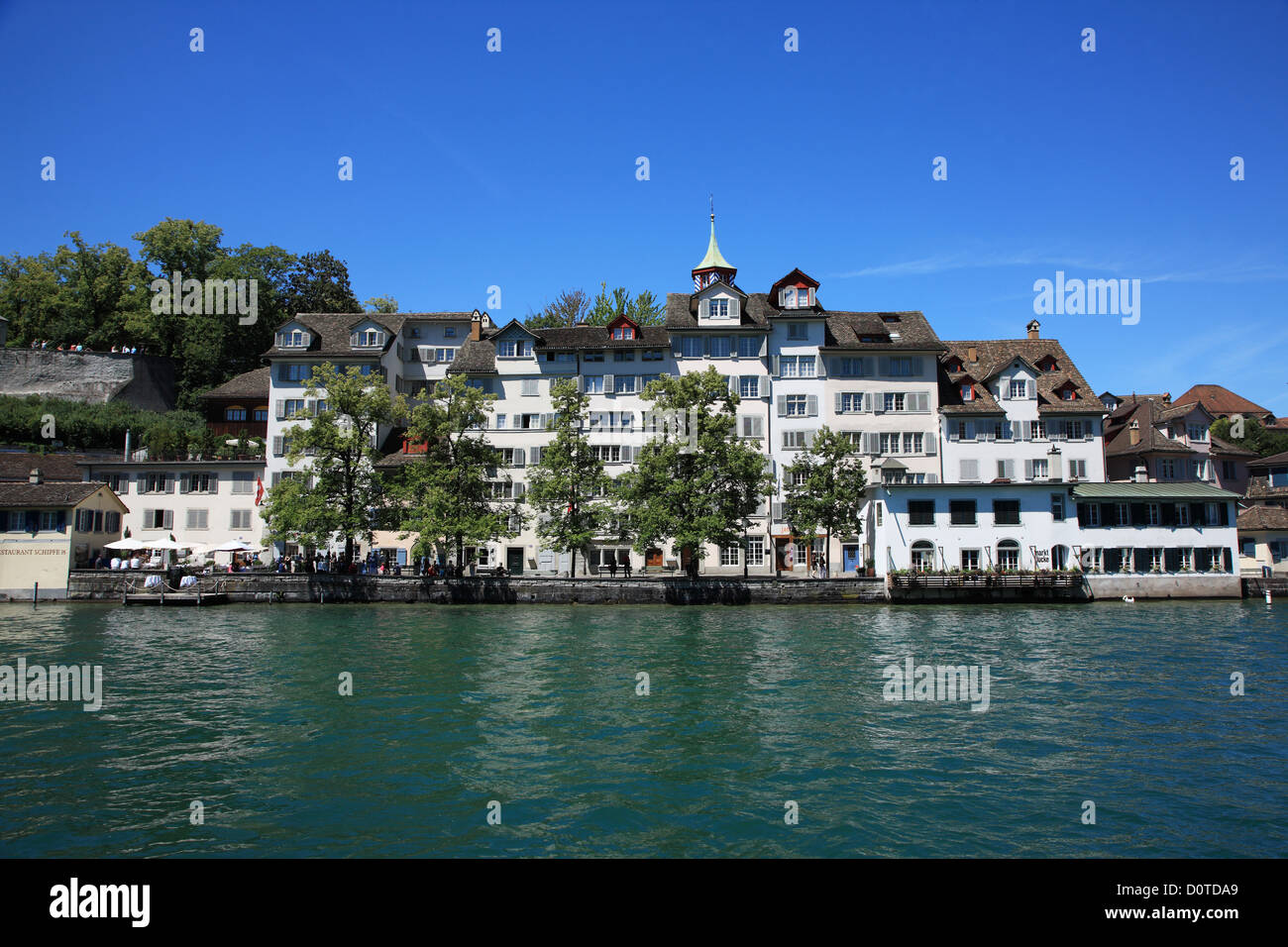 Reisen, Geographie, Architektur, Kultur, Altstadt, Stadt, Urban, Scenic, See, Europa, Schweiz, Zürich, Horizontal Stockfoto