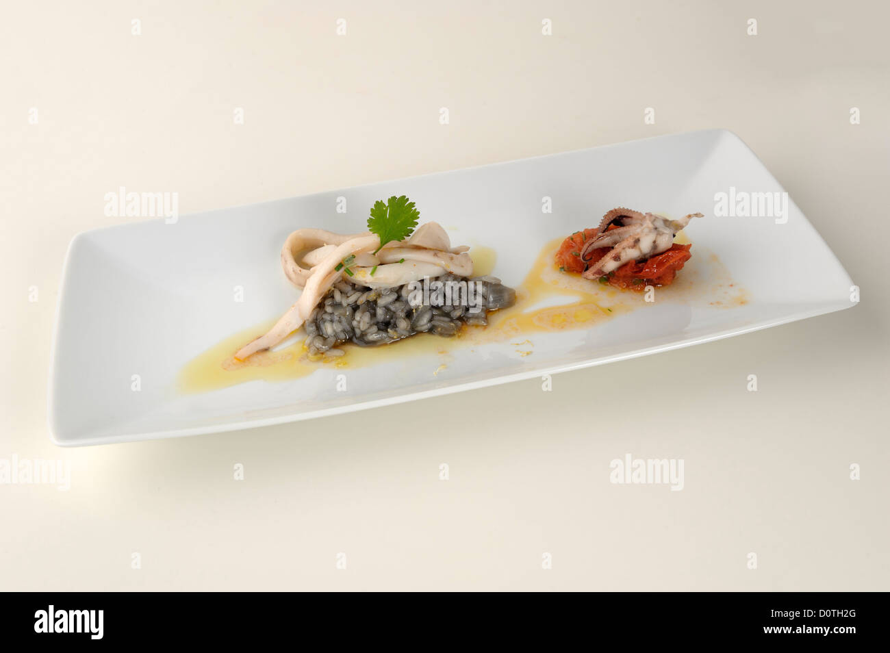 Delikatessen - Risotto mit Tintenfisch Stockfoto