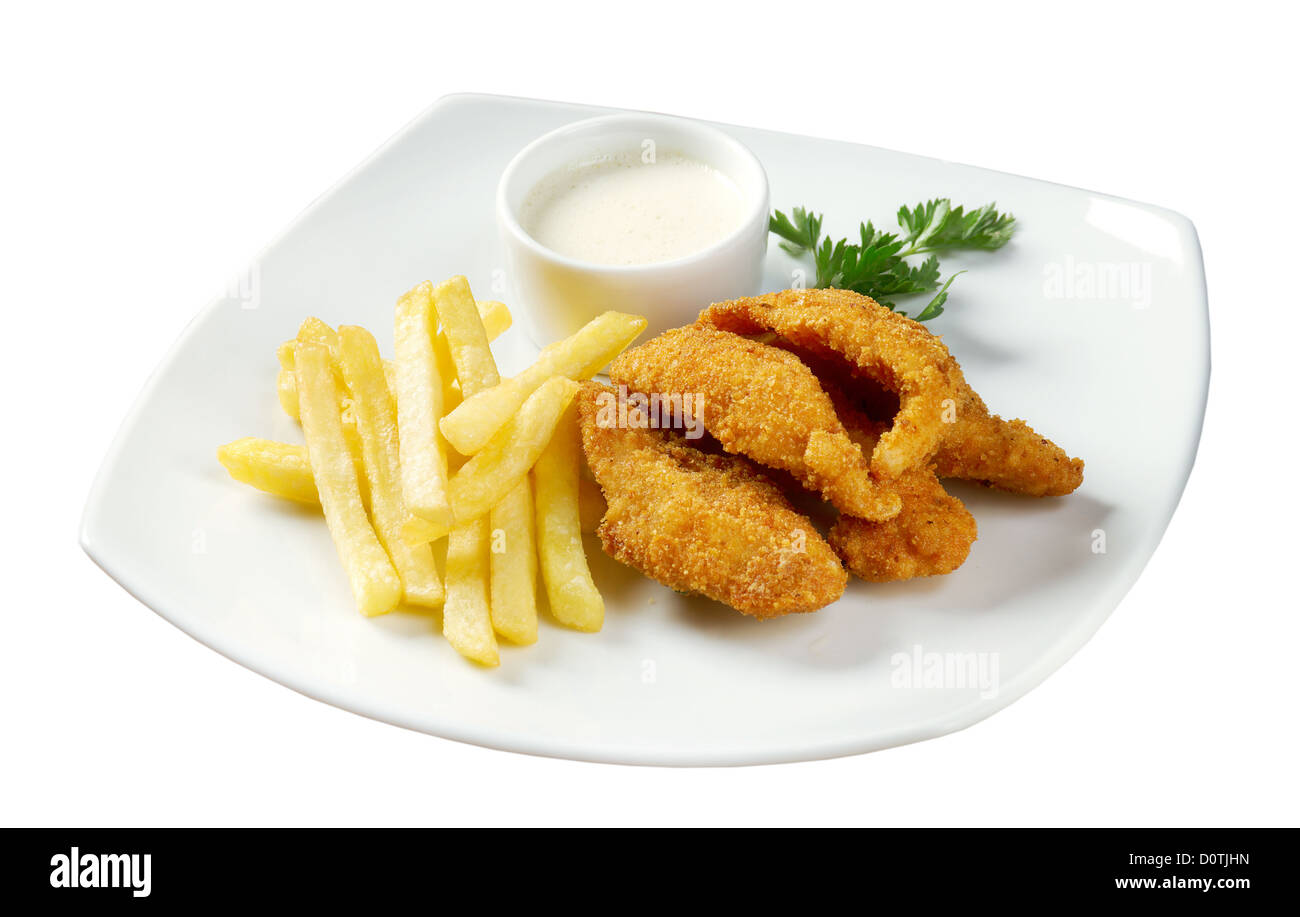 AndChicken Nuggets Pommes Stockfoto