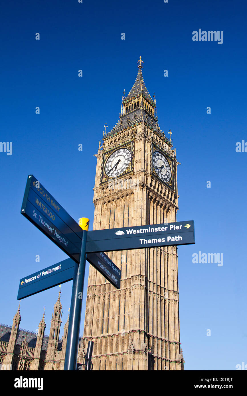UK, Großbritannien, Europa, Reisen, Urlaub, England, London, City, Palast von Westminster, Big Ben, Uhr, Wahrzeichen, Zeichen Stockfoto