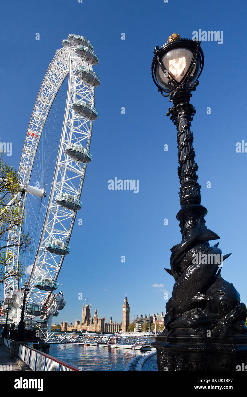 UK-Großbritannien-Europa Reisen Urlaub England London Stadt London Eye Rad Attraktion Unterhaltung Rad Tourismus Stockfoto