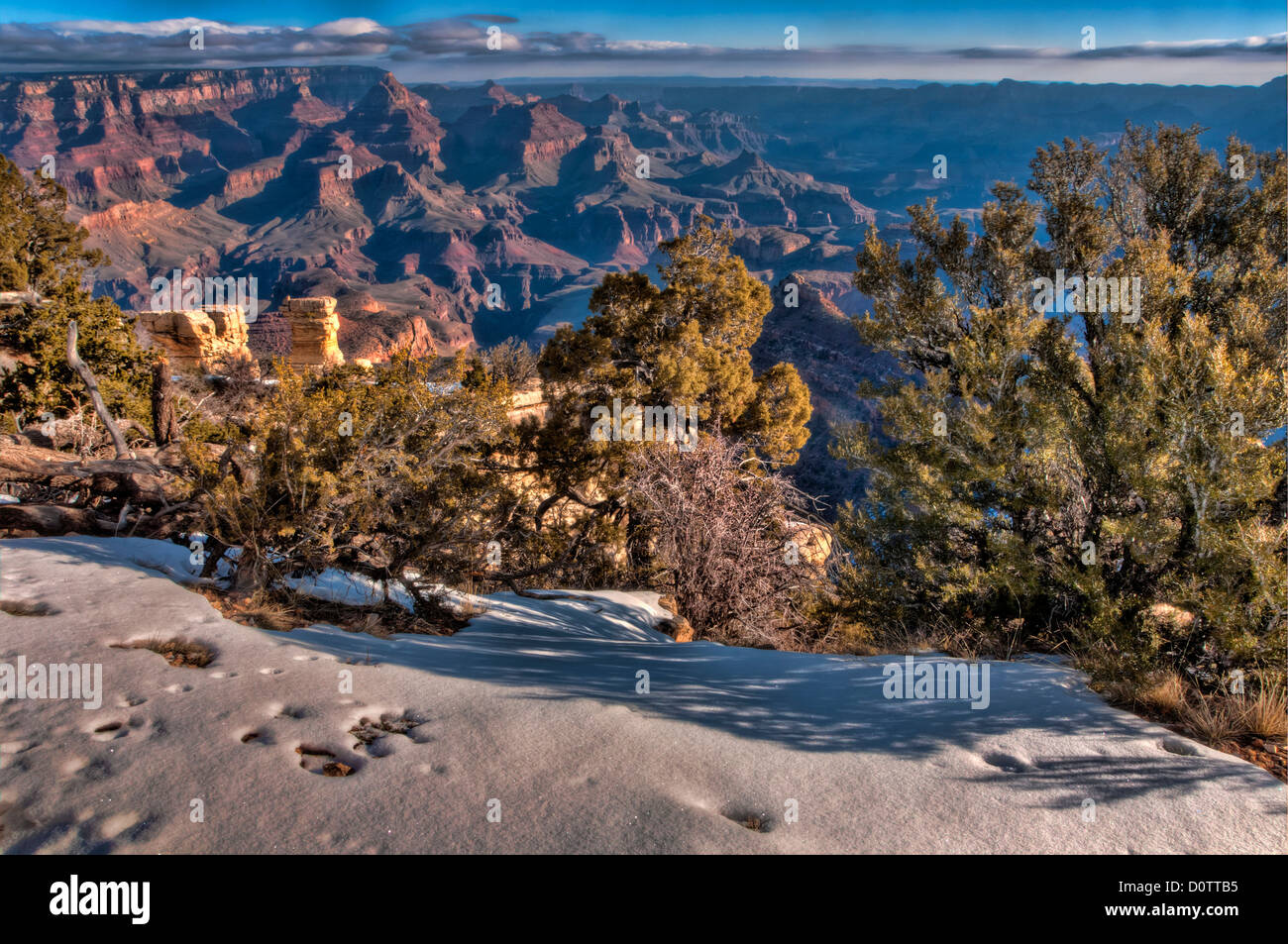 Grand Canyon, Berge, Canyon, Natur, Landschaft, Nationalpark, Ansicht, Südrand, Arizona, USA, USA, Amerika, Schnee, Stockfoto
