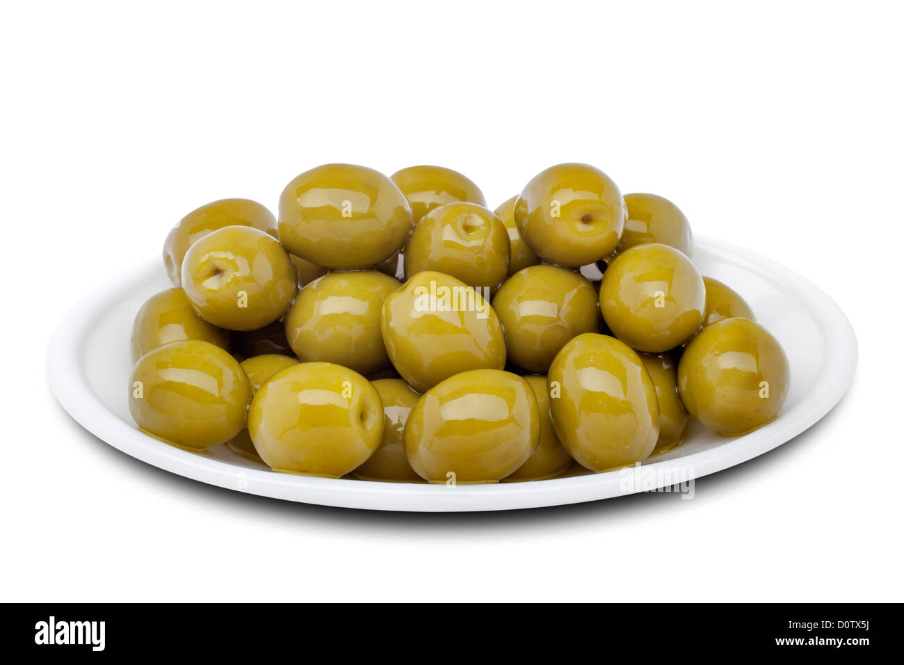 Eingelegte grüne Oliven Stockfoto