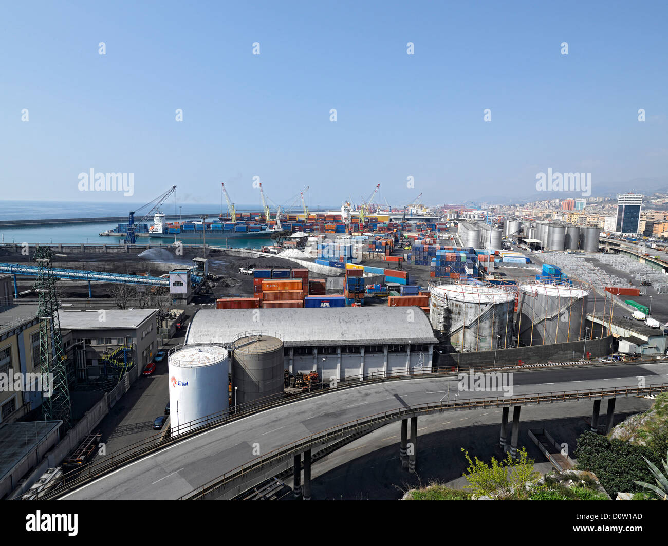 Italien, Europa, Ligurien, Genua, Hafen, Container, Hafen, Industrie Stockfoto