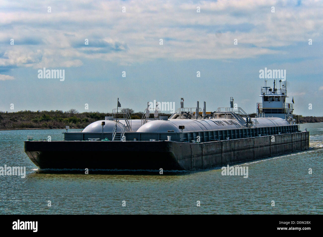 Schlepper zu schieben, Gas Lastkahn, Golf von Mexiko, Schiff, Transport, USA, Amerika, Vereinigte Staaten Stockfoto