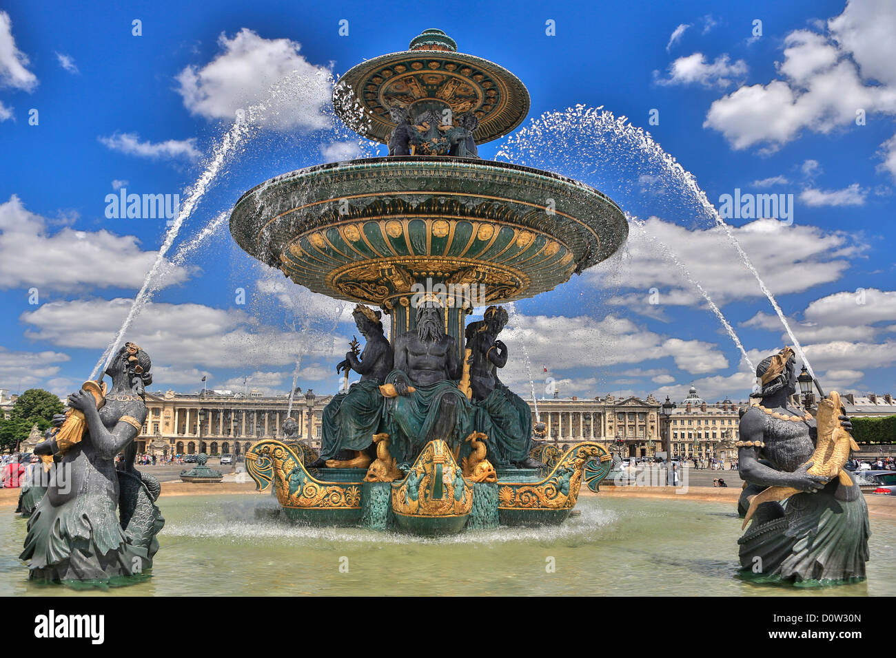 Frankreich, Europa, Reisen, Paris, Stadt, Concorde, Quadrat, Place De La Concorde, Brunnen, Mars, Luxor, Obelisk, Architektur, Kunst, Stockfoto