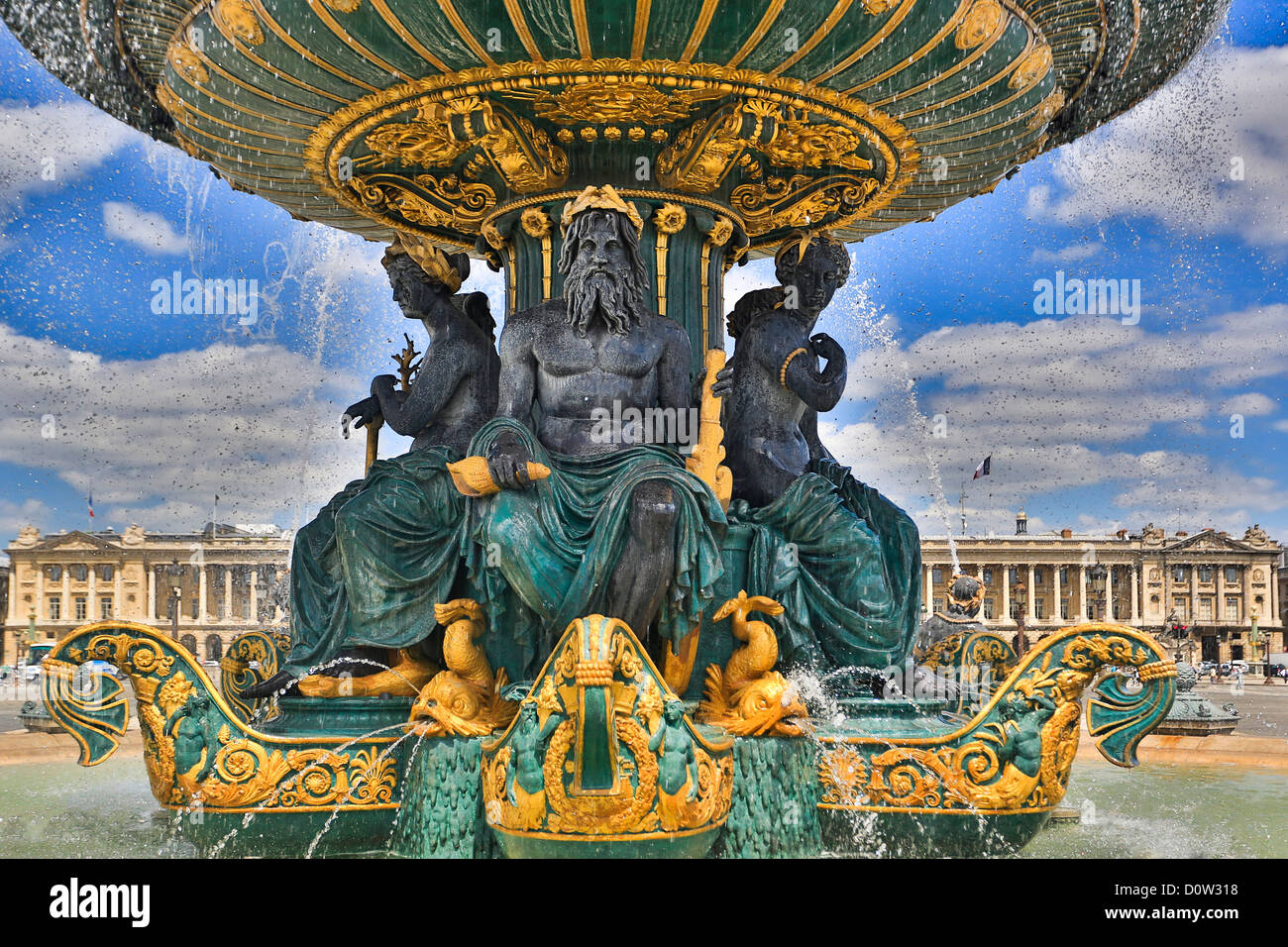 Frankreich, Europa, Reisen, Paris, Stadt, Concorde, Quadrat, Place De La Concorde, Brunnen, Mars, Luxor, Obelisk, Architektur, Kunst, Stockfoto