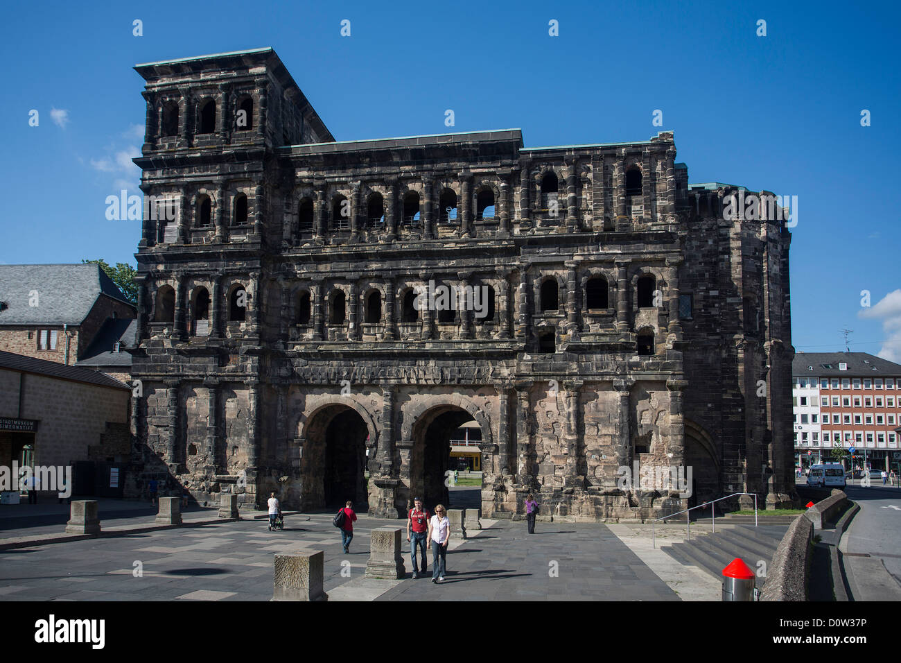 Deutschland, Europa, Reisen, Trier, Porta Nigra, Weltkulturerbe, Tor, Geschichte, Roman, Geschichte, Unesco, Wand Stockfoto