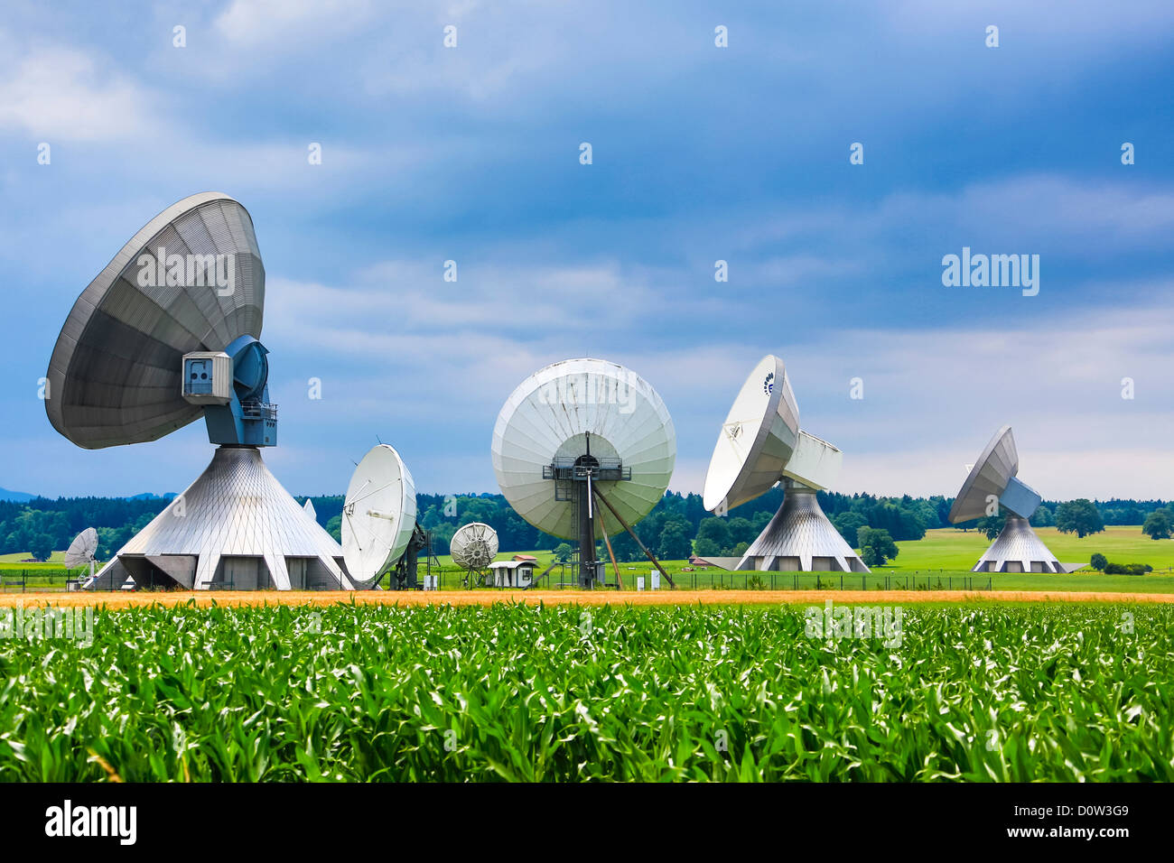 Deutschland, Europa, Reisen, Antennen, Garching, Bayern, bunte, Kommunikation, Radio, Technik Stockfoto