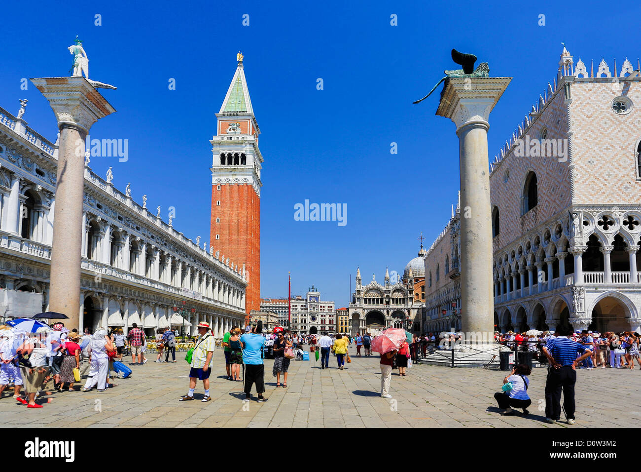 Italien, Europa, Reisen, Venedig, San Marco, Square, Kathedrale, Ducale, Palast, Platz, Tourismus, Touristen, Unesco, Stockfoto