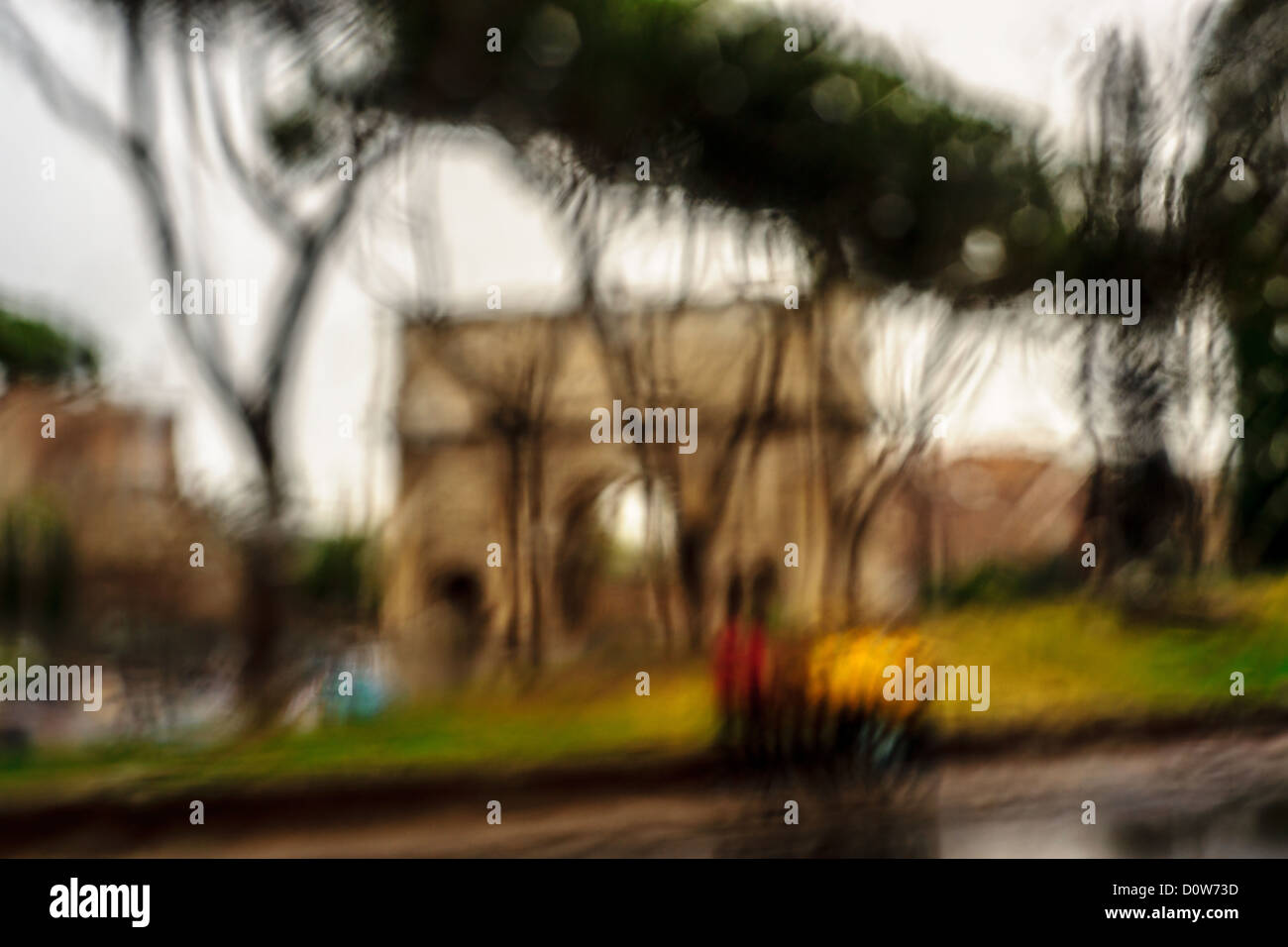 Rom durch den Regen Stockfoto