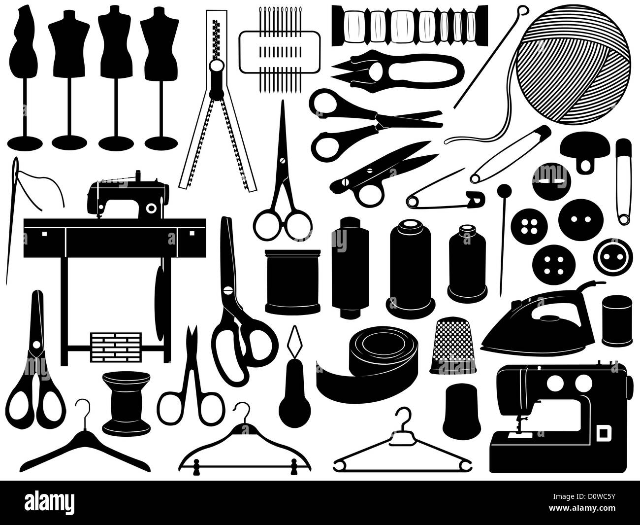Schneiderei Ausrüstung Stockfoto