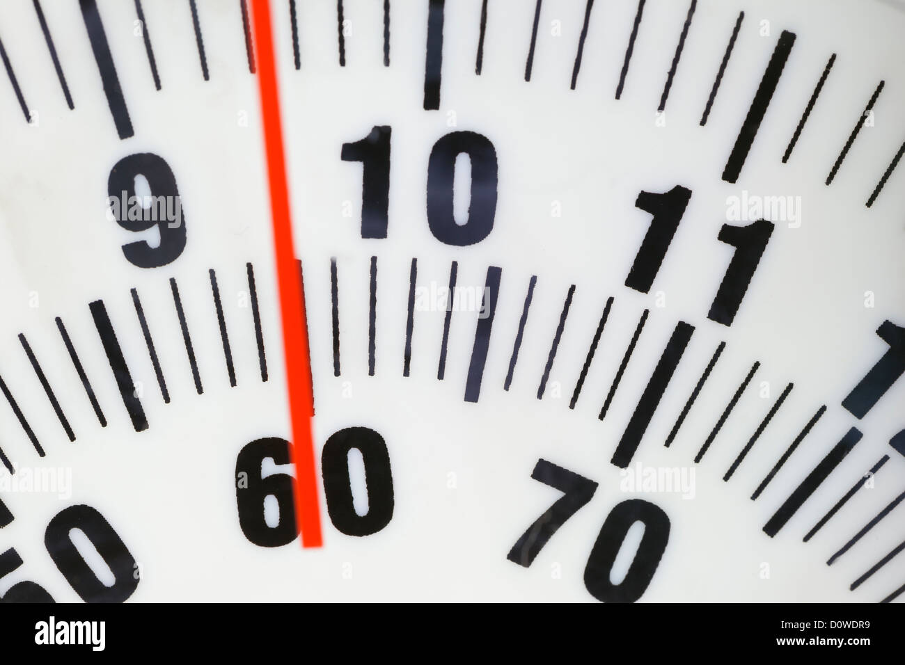 Badezimmerskala mit 60 kg Stockfoto