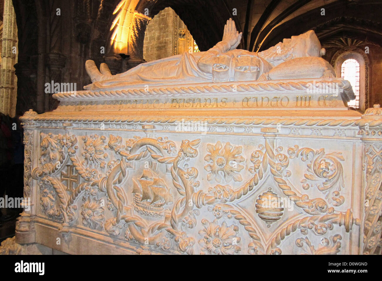 Hieronymus-Kloster in Lissabon - das Grab von Vasco da Gama Stockfoto