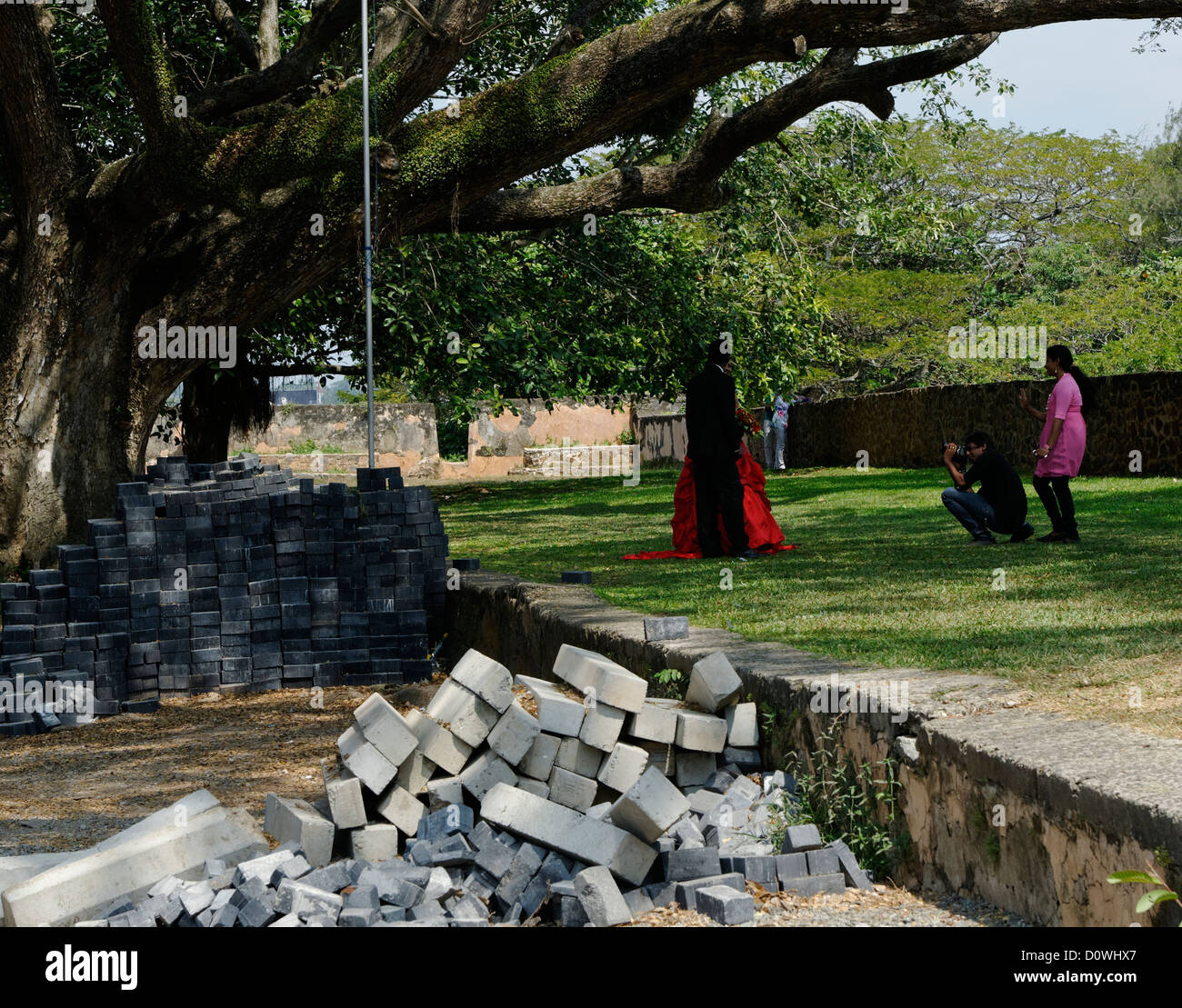 Hochzeitsfotografie von Bauschutt, Kandy, Sri LAnka Stockfoto