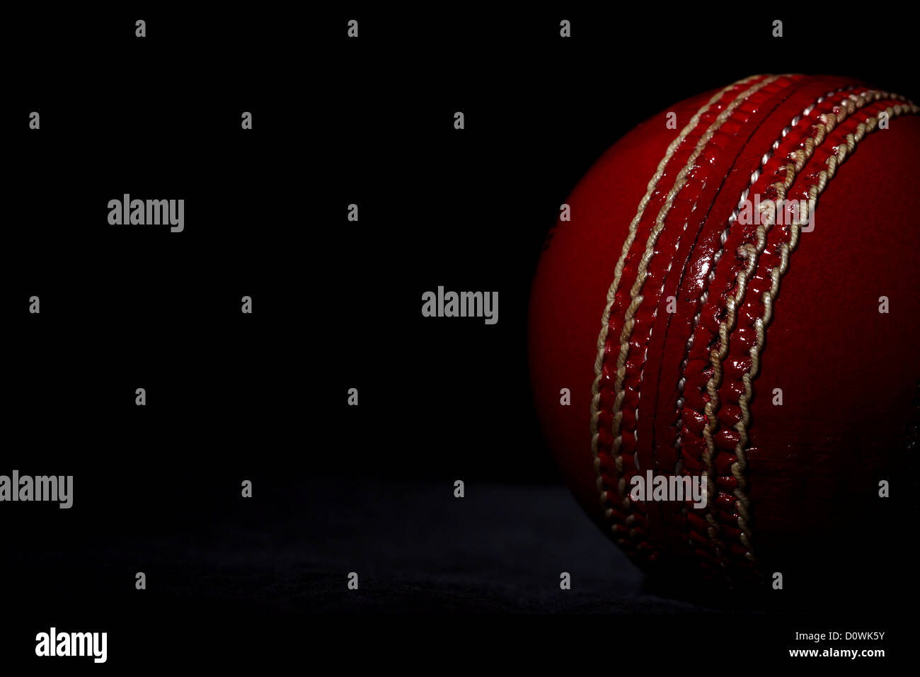 Eine Studioaufnahme von Gray Nicolls Cricketball zeigt die Naht und Naht. Stockfoto