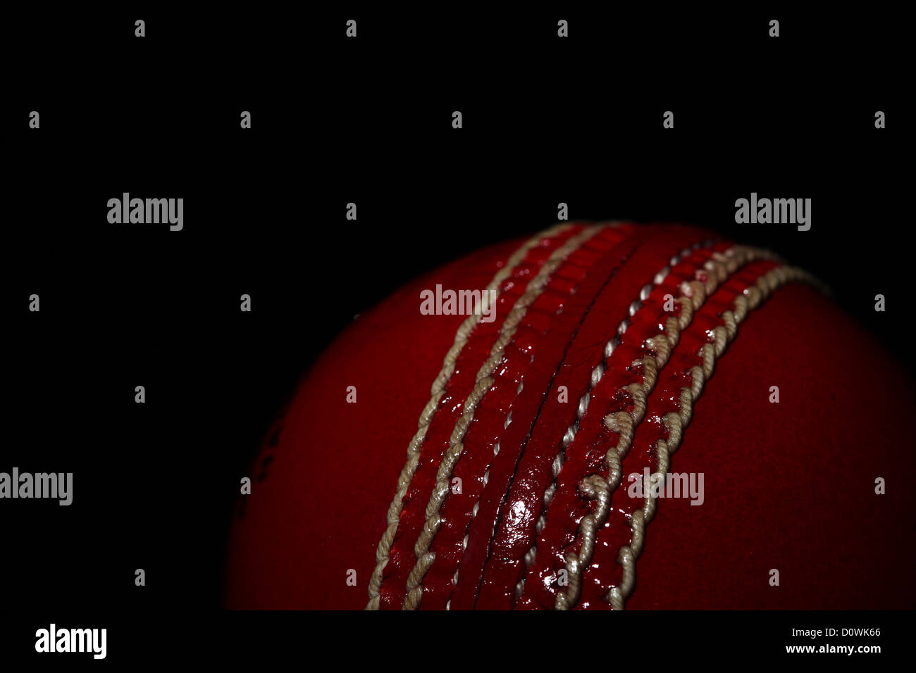 Eine Studioaufnahme von Gray Nicolls Cricketball zeigt die Naht und Naht. Stockfoto