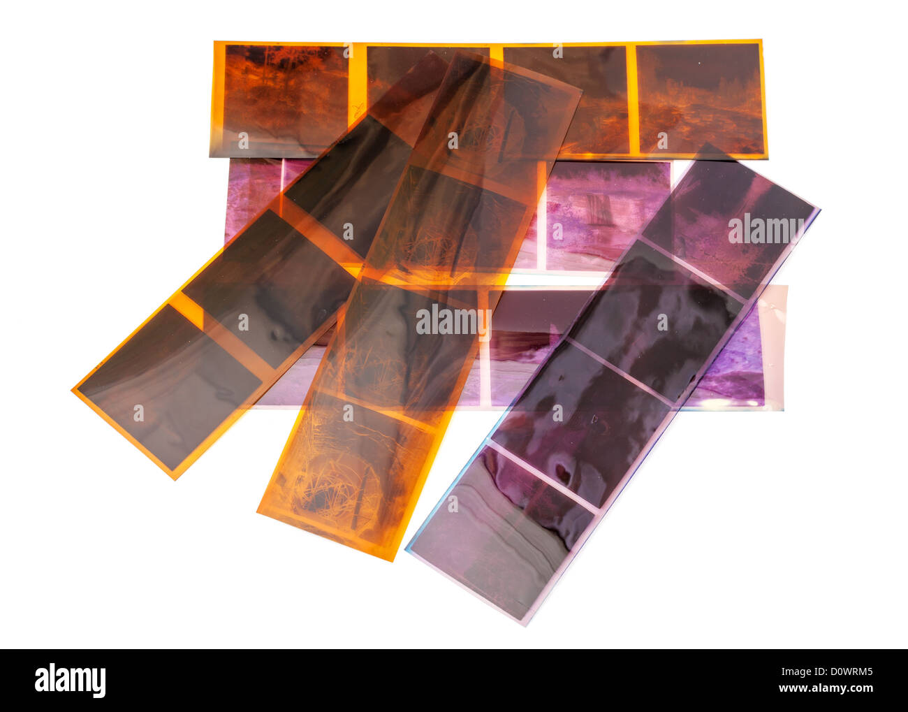 Alten Negativfilm, isoliert auf weißem Hintergrund Stockfoto