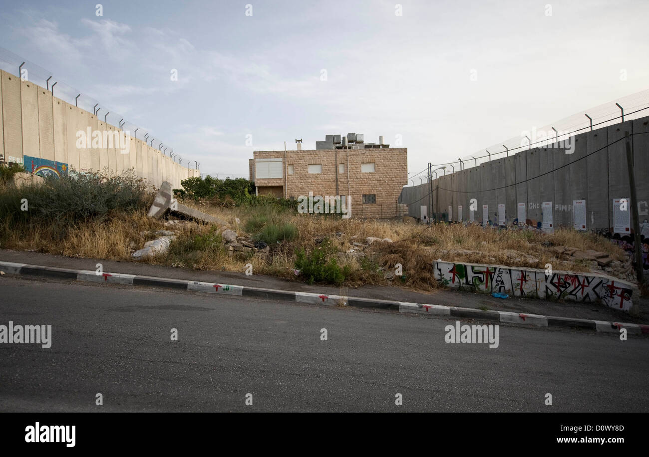 Die Trennmauer in der West Bank Teilen der jüdischen und palästinensischen Bevölkerung, Westjordanland, Palästina. Stockfoto