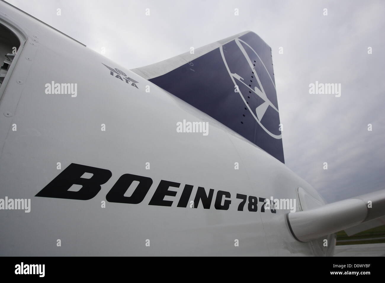 Danzig, Polen 2. Dezember 2012 erste Landung der Boeing 787-8 Dreamliner Zugehörigkeit zu PLL LOT Airlines am Danziger Lech Walesa Flughafen Stockfoto