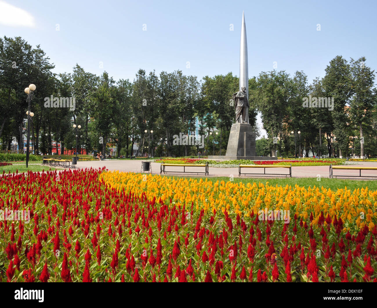 Denkmal für K. Tsiolkovskiy in Kaluga, Russland Stockfoto