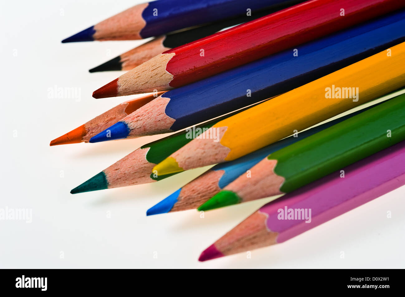 Nahaufnahme von farbigen Bleistift Punkte. Stockfoto